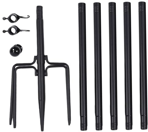 Gartenfahnenmast, 3 m, Teleskop-Set, robuster 5-Klauen-Fahnenmast mit 6 Abschnitten und 3 Montagezubehör