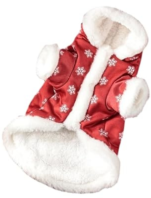 Generisch 2026 Festlicher Wintermantel mit Schneeflockenmuster, warm weich, für Welpen Kleiner, mittlerer großer Rassen, ideal für die Feiertage (A, S)