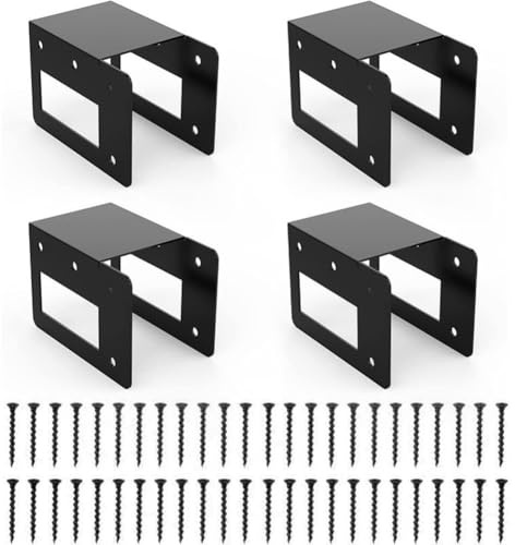 VIRELLO Lot de 4 supports de rangement pour bûches de bois de chauffage, support réglable en acier pour cheminée intérieure et extérieure, 2 mm d'épaisseur, revêtement noir