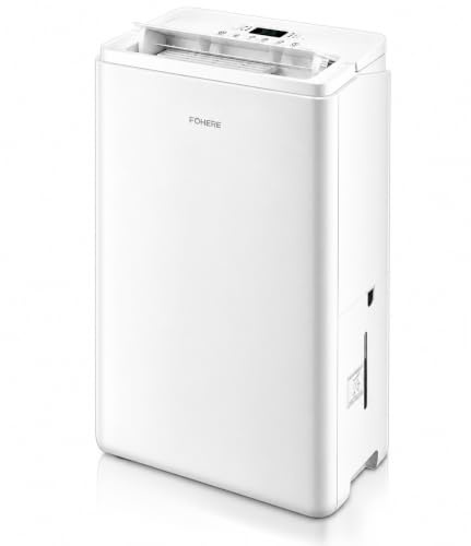 FOHERE Déshumidificateur d'air Connecté WiFi 30L/24H, Déshumidificateur Intelligent pour Pièces jusqu'à 50m², Grand Réservoir 4,2L & Tuyau, Oscillation, Mode Linge, Minuteur 24H Anti-Moisissure
