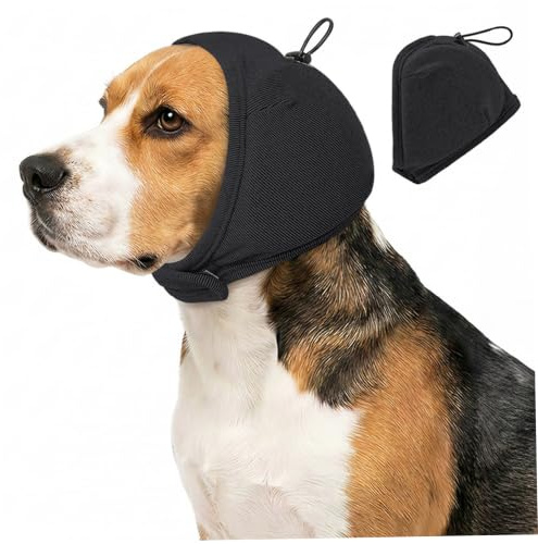 Cuffie antirumore per cani, protezione termica spessa regolabile per le orecchie del cane, toelettatura e sollievo dall'ansia (nero, L) - Cuffie