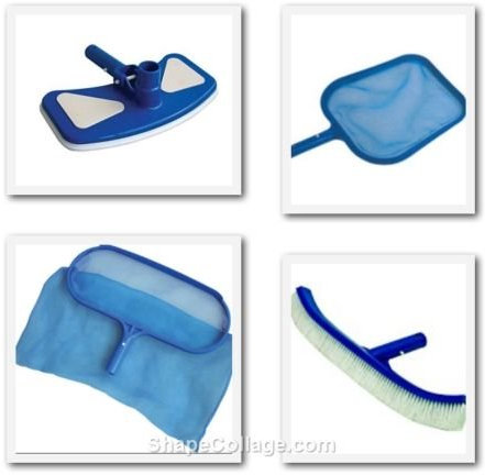 Kit limpieza piscina escoba aspirafango + Red superficie + Red Base + Cepillo cm 46