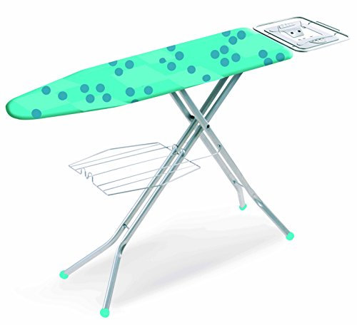 Casabriko Luna - Asse da Stiro con Ampio Piano in Rete d'Acciaio (120x38cm). Ampio Portacaldaia e Griglia Portabiancheria. Piedini Antiscivolo e Antigraffio.Altezza Regolabile.