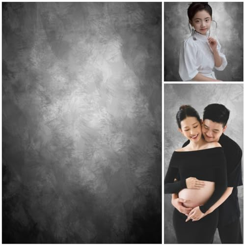 WaW 2x3m Stoff Fotografie Studio Video Hintergrund Farbverlauf Grau, Klassische Fotohintergrund for Kinder, Professionell Porträt, Werbung Photoshooting