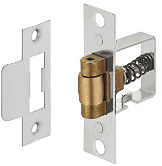 Gedotec Schwingtür-Schloss verstellbar Pendel-Türschloss Rollfallenschloss mit Schließblech - H4477 | Edelstahl matt | Einsteckschloss ohne Schlosskasten | 1 Set - Startec Rollschnäpper für Pendeltore