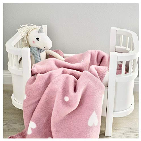 Kids&me kuschelige Babydecke für Mädchen 70x100cm - Oeko-TEX - hautfreundliche Bio-Baumwolle - rosa Kuscheldecke für Baby Made in Germany