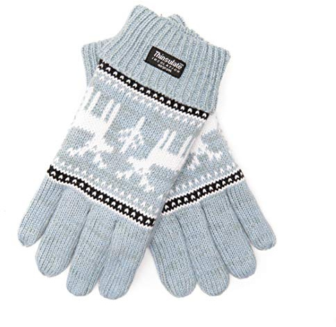EEM Damen Strick Handschuhe X-Mas aus Baumwolle mit Thinsulate Thermofutter aus Polyester
