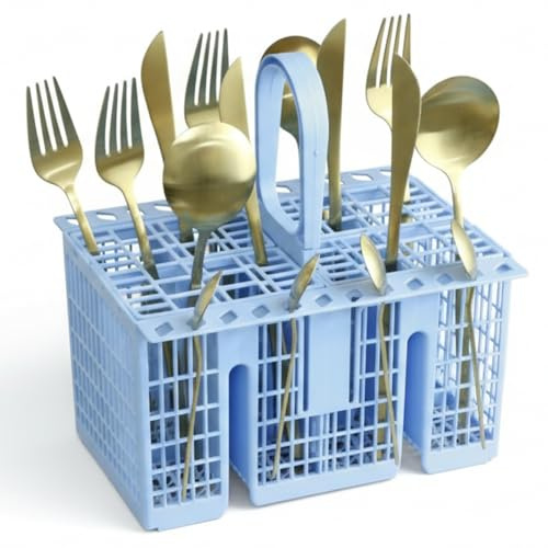 Spares2go Panier à couverts universel pour lave-vaisselle Bleu clair 220 x 208 x 160 mm