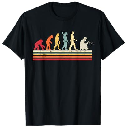 Divertida evolución de soldador del hombre vintage retro mujer Camiseta