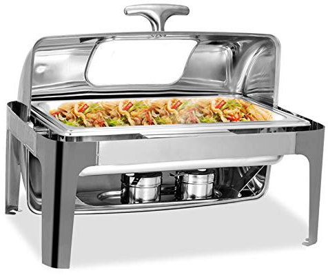 Chafing Dish, Speisenwärmer Edelstahl, 9L Stövchen Speisewärmer Warmhaltebehälter Essen mit Sichtbarem Deckel für Hochzeitsbuffet Oder Party, 64.5 * 47.5 * 43.5cm