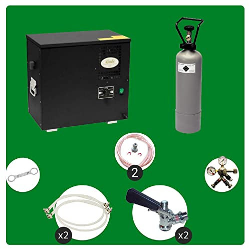 Komplett Set Zapfanlage, Bierzapfanlage AS-40, 2-leitig, Durchlaufkühler, Nasskühler - Untertheke, Green Line, Zapfkopf:Köpi, Zapfkopf 2:5 Liter Adapter