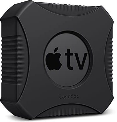 CaseBot Schutzhülle Kompatible mit Apple TV 4K (2. & 1. Generation) / Apple TV HD - Leichte Stoßfeste Silikonhülle für Apple TV 4K 2021 / Apple TV HD 4th Gen TV Box, Schwarz