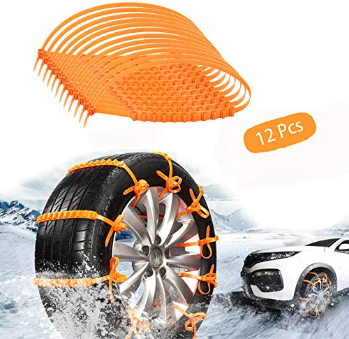 12 PCS Catene da Neve Fascetta per Cavi Antiscivolo per Auto Catena di Trazione Universale per Pneumatici