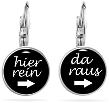 Miss Lovie Schmuck Teenager Mädchen Lustige Damen Schmuck Ohrhänger Nickelfrei Hypoallergen Ohrringe Hier Rein Da Raus Männer Witzig Ohrstecker Cabochon Edelstahl inkl. Geschenkverpackung