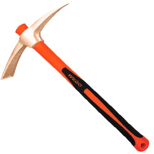 WEDO Pick Mattock,Non-Sparking Rock Pick Hammer,Beryllium Copper,Non-Magnetic,Fiberglass Handle,Head 15(385mm),Length 36(910mm),Geological Hammer with Pointed Tip,DIN Standard,BAM & FM Certificate