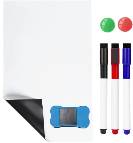 A4 Tableau Blanc Magnetique Frigo Tableau Blanc Mémo Aimanté 7pcs SET Tableau Magnetique Refrigerateur Ardoise pour Note,Planning,Message