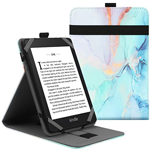 VOVIPO Universal 6 Zoll Kindle Paperwhite E-Reader Hülle,Folio Stand Schutzhülle für Kindle/Tolino/Pocketbook/Sony 6-Zoll eReader, mit Mehreren Blickwinkeln-Marble Blue