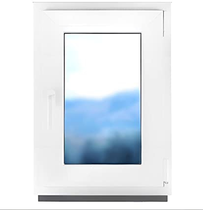 Fenster Badfenster Kunststofffenster Kunstoff weiß BxH 60 x 80 cm 600 x 800 mm DIN Rechts - ALLE GRÖßEN 2 fach Verglasung - Milchglas Satinato - Funktion Dreh-Kipp - BauPlaza