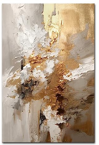 Mintura Großes Kunstwerk, handgefertigtes abstraktes Goldgemälde auf Leinwand, Wandkunst, Bild für Wohnzimmer, Heimdekoration, Hotel (100 x 150 cm, ungerahmt)