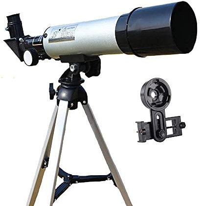 Teleskop für Erwachsene, Anfänger, Kinder, 50 mm Apertur, 360 mm Az, astronomisches Refraktor-Teleskop, Bak4-Prisma, FMC-Linsenteleskop für Astronomie mit Smartphone-Adapter und Stativ zur Beobac
