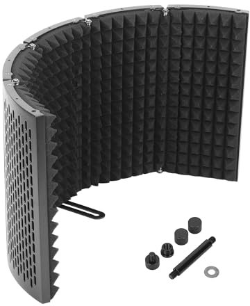 aleawol 5 Panel Mikrofon Isolation Schallschutz, 180° Einstellbare Mikrofon Pop Filter, Professionelle Mikrofon-Isolationsschild Mikrofonisolationsschirm für Aufnhame Ausrüstung