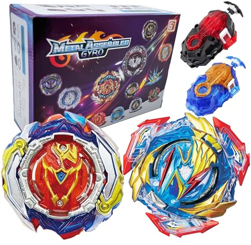 Gytobytle Bey Kampfkreisel Metal Fusion Blade Kreisel Set mit Launcher Griff Valtryek Achilles (201 & 193)