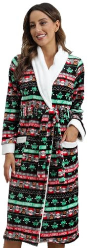 QIYUANT Vestaglie da donna in morbido pile soffice accappatoio invernale caldo accogliente da donna accappatoio loungewear collo scialle loungewear abbigliamento da notte abbigliamento da casa, S