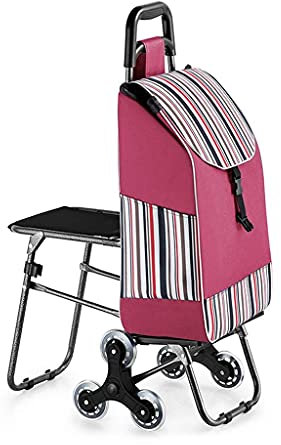 RUBYOH Einkaufswagen, Einkaufstrolley mit Sitz, Trolley, Reisetasche, faltbar, Einkaufswagen zum Treppensteigen, Trolley-Koffer, handgezeichneter Trolley, 34,6 Zoll hoher Einkaufswagen