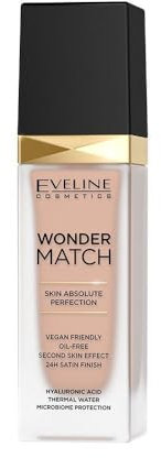 Eveline Cosmetics Wonder Match Foundation – Perfekte Deckkraft & pflegendes, seidiges Finish – Passt sich dem Hautton an – Mit Thermalwasser, Hyaluronsäure & Acai-Extrakt Mittlere bis volle Deckkraft