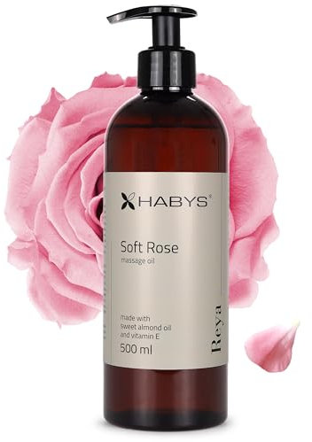 HABYS REYA | Soft Rose Massageöl Öl | Duft von Rosen | für Massage | Mit Mandelöl und Vitamin E (500 ml)