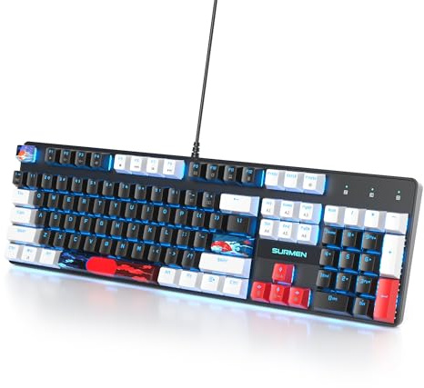 SbocKeeb Tastiera da gioco RGB, tastiera meccanica cablata a 104 tasti, cremosa con tastierino numerico, interruttore lineare rosso NKRO, full size per PC portatili Windows Gamer