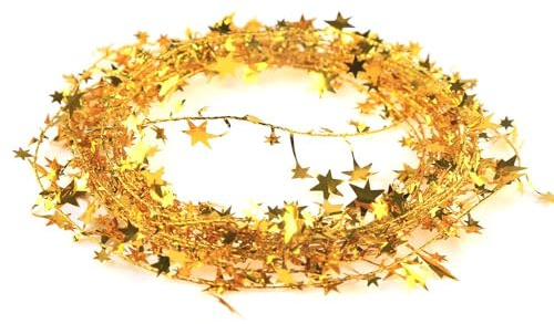 SULOLI Folien Stern Girlande,7.5 Meter Folien Stern Lametta,Glitzer Stern Draht für Party Weihnachten Karneval Party (Gold)