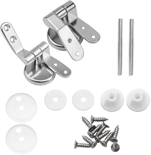 Funklu WC-Sitz-Scharnier-Zink-Legierung, 2 Set Ersatzscharniere aus Edelstahl für WC, Toilettendeckel Scharniere, Scharnier für Toilettensitz aus Zinklegierung