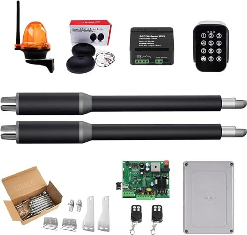 Kit d'ouverture de portail électrique 200 kg à double bras avec actionneur automatique de moteur – Opérateur de contrôle d'accès pour porte battante – Ouvre-portail automatique