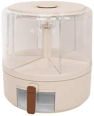 Iouyjiu Rice Storage Dispenser, Multi Grid Bucket, 360 Degree Rotating Dry Food Storage Container, Airtight Food Storage Solution, Grain Organizer for Grain, Soybeans, Rice