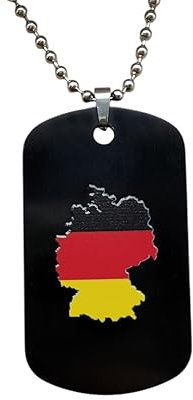 Printmove Dog Tag Deutschland Kette für Auto - Halskette - Deutschland Flagge - Autoschmuck 30 x 50 mm Kette - Deutschland Kette - Deutschland Kette - Soldaten Kette