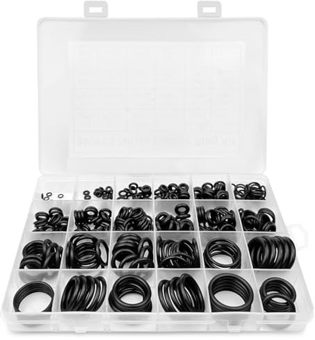 Lixiluxia 360 Pezzi 24 Misure Assortite O-Ring in Gomma, O Ring Guarnizioni, Guarnizioni O'ring, Kit O Ring, O Anello Nero, Set di Anelli per Idrauliche, Motore, Condizionata, Automobile