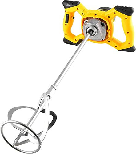 LYDBMYT Miscelatore a Pale Miscelatore per Cemento 2400W Regolabile 6 velocità Miscelatore Elettrico Portatile per Cemento e calcestruzzo Malta per Stucco Intonaco (Giallo)