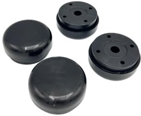 KLAMA 4X Möbelfüße höhenverstellbar - Füße für Möbel Ø 55 mm aus Kunststoff - Hochwertige Möbelerhöhung zum Anschrauben - 4er Set Gleitfüße in Schwarz inkl. Schrauben (Ø 55 mm)