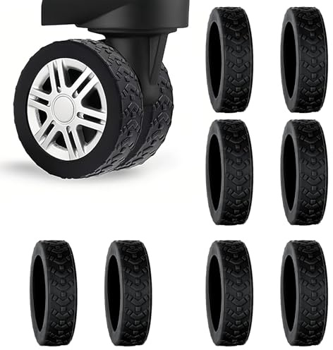 INCNMAD Funda Protectora para Ruedas de Equipaje 8 Pcs Negro - Protector Antipolvo y Antirayas de Reducción de Ruido para Maletas