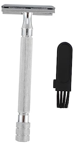 Ipetboom Rasoio Di Sicurezza Doppio in Metallo Impugnatura Antiscivolo Rasoio Manuale Per Barba Apertura Rotante Stile Retrò Adatto a Rasatura Sicura Quotidiana