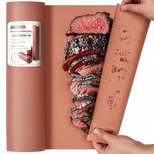 PH PERKHOMY Pink Butcher Paper Roll 18 x 1620 (135') for Smoker BBQ Grilling Smoking Meat Unbleached Uncoated Unwaxed (Pink, 18 x 135')