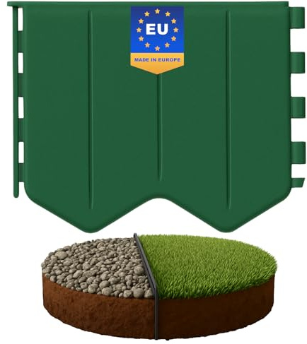 GARDENIX Bordure de pelouse Facile à Installer - en Plastique Vert - 5,15 m - sans Creuser - Bordure de Parterre en Plastique recyclé - Flexible et Durable - Fabriquée dans l'UE
