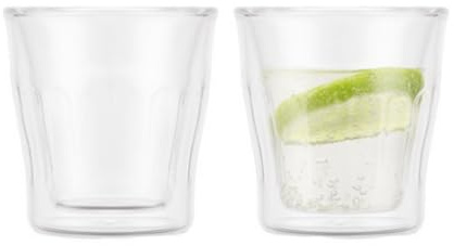 Bodum 3oz Copenhagen Double Wall Insulated Espresso Glasses, High-Heat Borosilicate Glass, 2pc, Clear