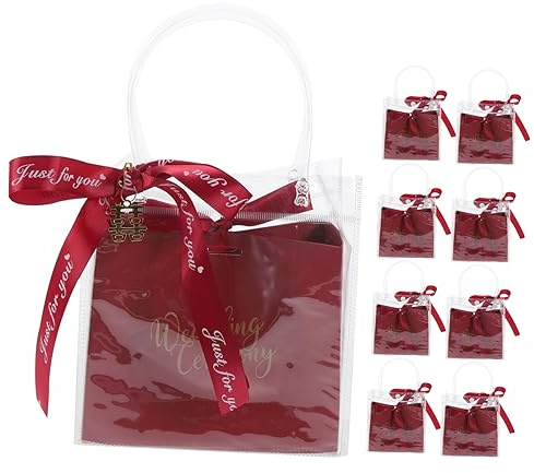 CALLARON Gastgeschenketüten für Hochzeiten Süßigkeitentüten aus Pvc und Papier mit Bändern Geschenktüten für Hochzeitsgäste Robust und Handlich als Willkommensgeschenke Aufbewahrung