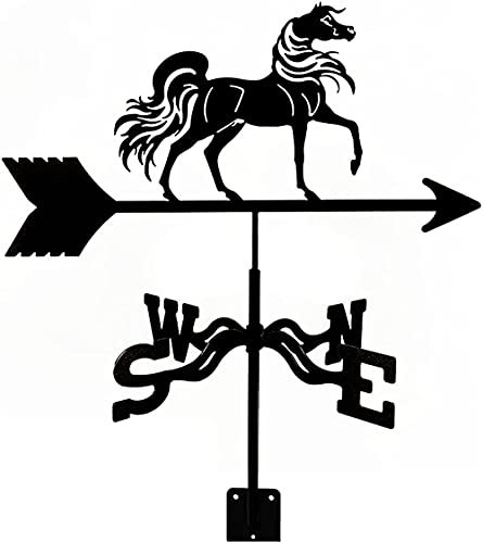 Wetterfahne aus Edelstahl, Wetterhahn-Richtungsanzeiger, Bauernhof, Retro-Szene, Garten, Hof, einfache Verwendung und Installation, Pferd