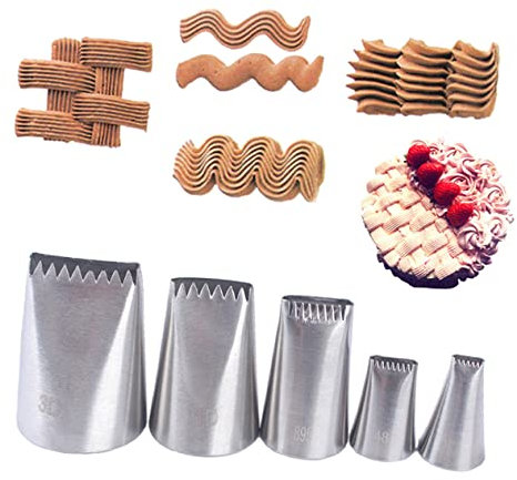 Alipis 5piezas Boquillas Acero Inoxidable Para Repostería Con Formas Para Decoración De Tartas Cupcakes Galletas y Crema Herramientas Para Pastelería