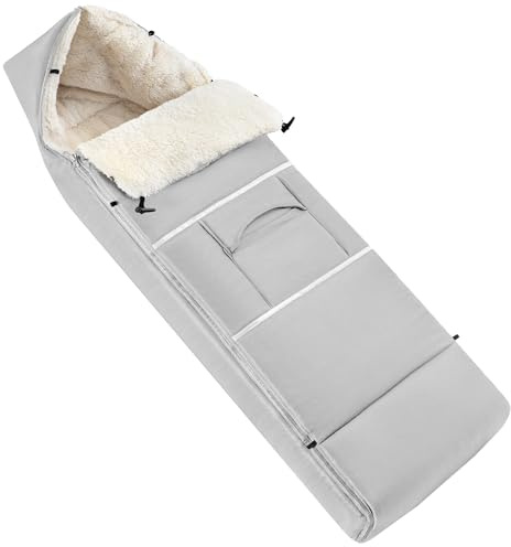 Navaris Fußsack Kinderwagen für Winter - Fusssack Kinderwagen für Baby Winter - Baby und Kinder Fußsack Buggy Herbst - Fusssack Buggy - Winterfußsack Wintersack - Hellgrau