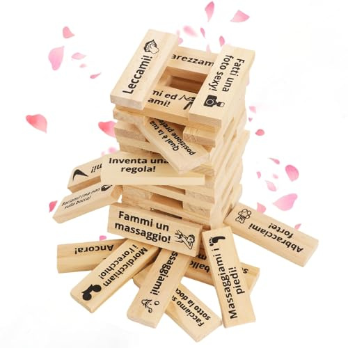 Yoedge 48 pezzi Italiano Gioco Super Naughty Block Tower-Giochi di Torre Della Lussuria,Erotiici Coppie per Adulti, Giochi hot per coppie adulti,Torre a Blocchi di Coppi