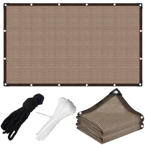 Filet D'ombrage avec œillets - Toile Ombrage Exterieur 1.5x2m - 90% Protection Solaire - Filet d'ombrage pour Serre, Terrasse, Jardin, Plantes, Poulailler, Coupe-Vent, Perméable à l'eau - Café